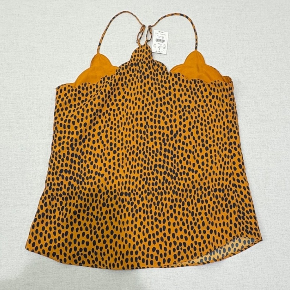 J Crew Womens Cami Tank Scalloped Hem Leopard Print Sleeveless Top Size 4 NWT - Picture 2 of 6